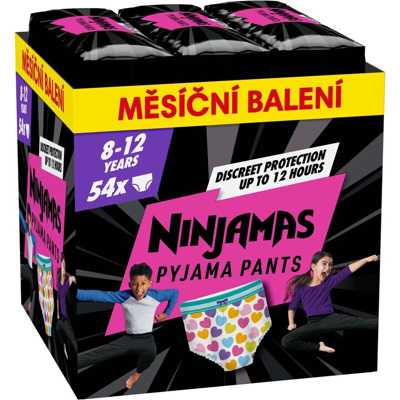 Pampers Ninjamas Pyjama Pants Srdíčka 8-12 let (54ks)