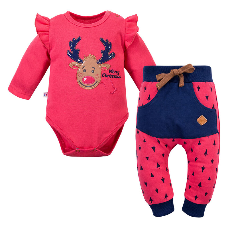 Eevi Kojenecká souprava Hi Reindeer malinová - 80