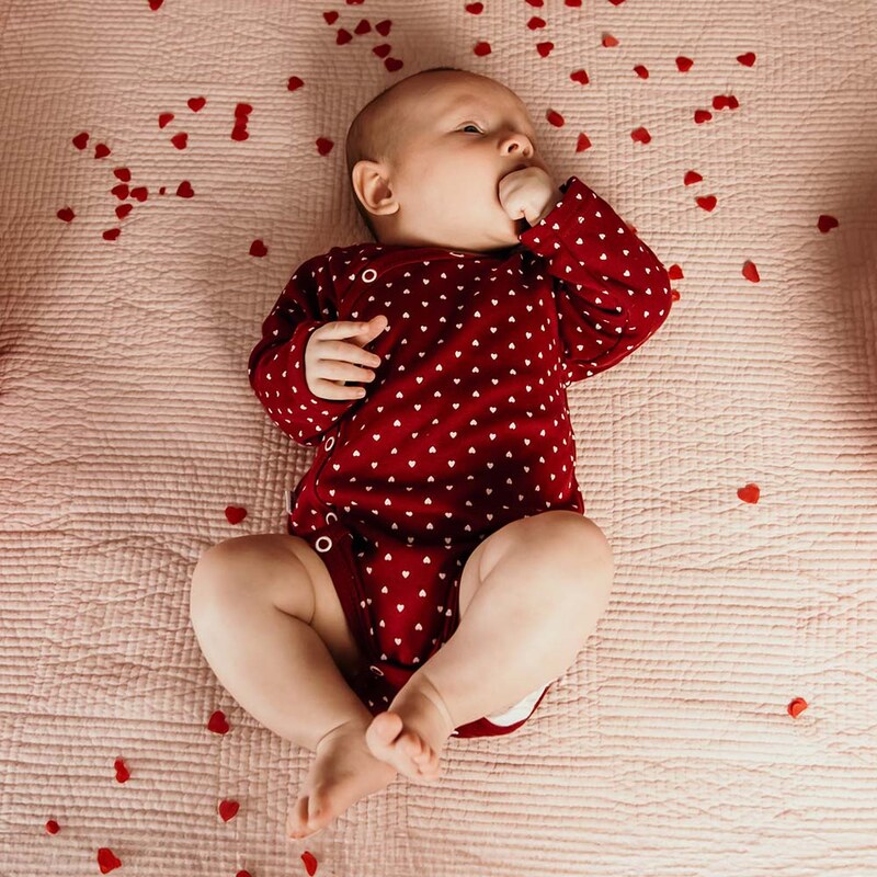 Eevi Body rozepínací s dlouhým rukávem LOVE bordó - 56
