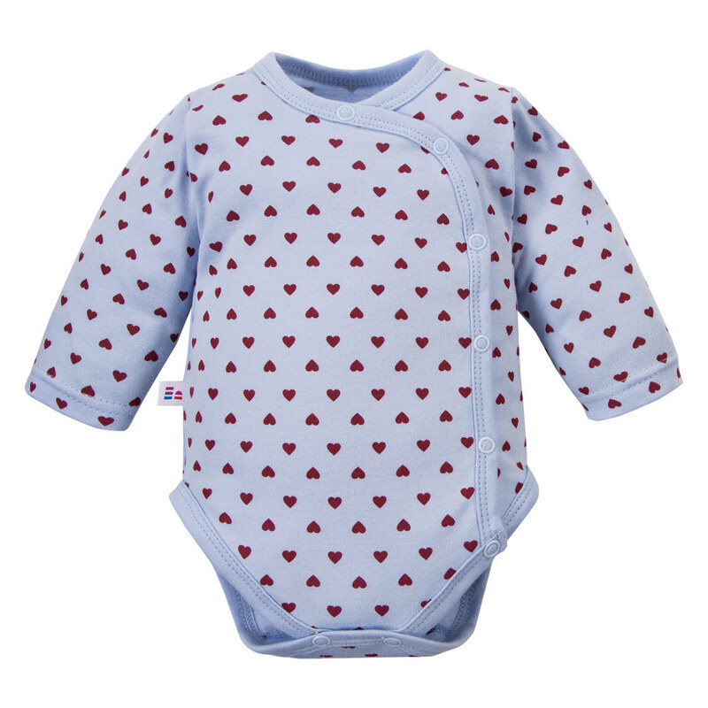 Eevi Body rozepínací s dlouhým rukávem LOVE modré - 68