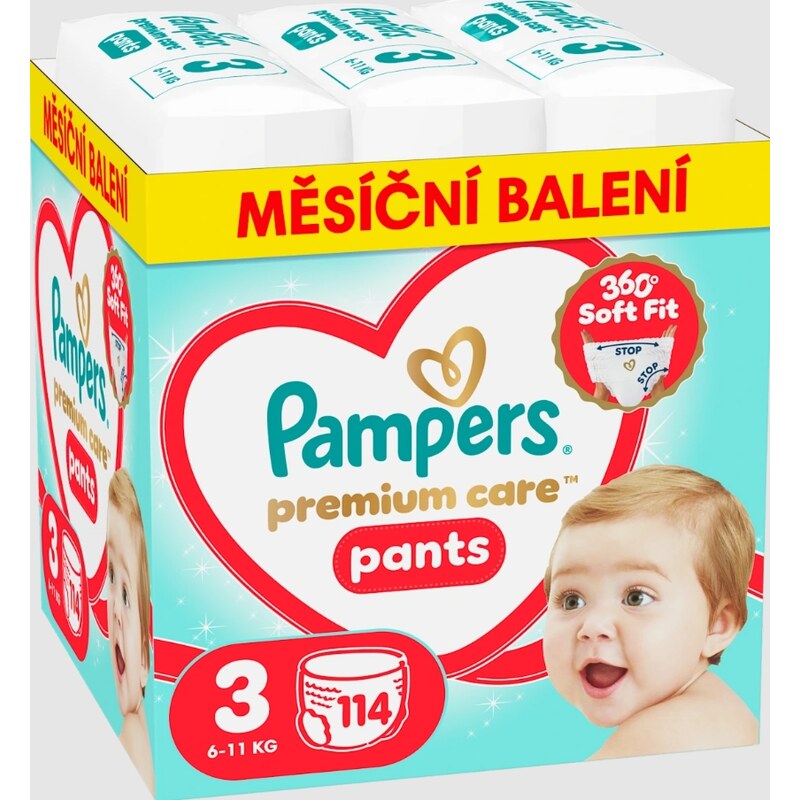 Pampers Premium care Pants 3, 6-11kg, 114ks (měsíční balení)