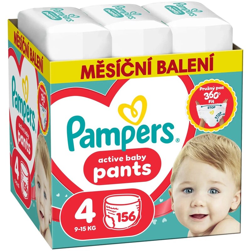 Pampers Pants 4 kalhotkové plenky, 9-15kg, 156ks (měsíční balení