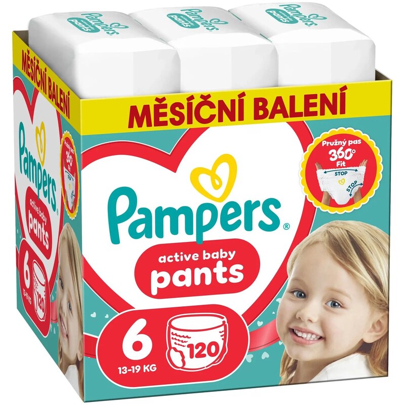 Pampers Pants 6 kalhotkové plenky, 13-19kg, 120ks (měsíční