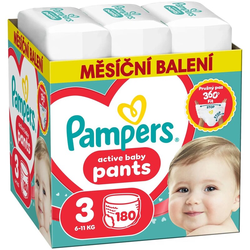 Pampers Pants 3 kalhotkové plenky, 6-11kg, 180ks (měsíční balení