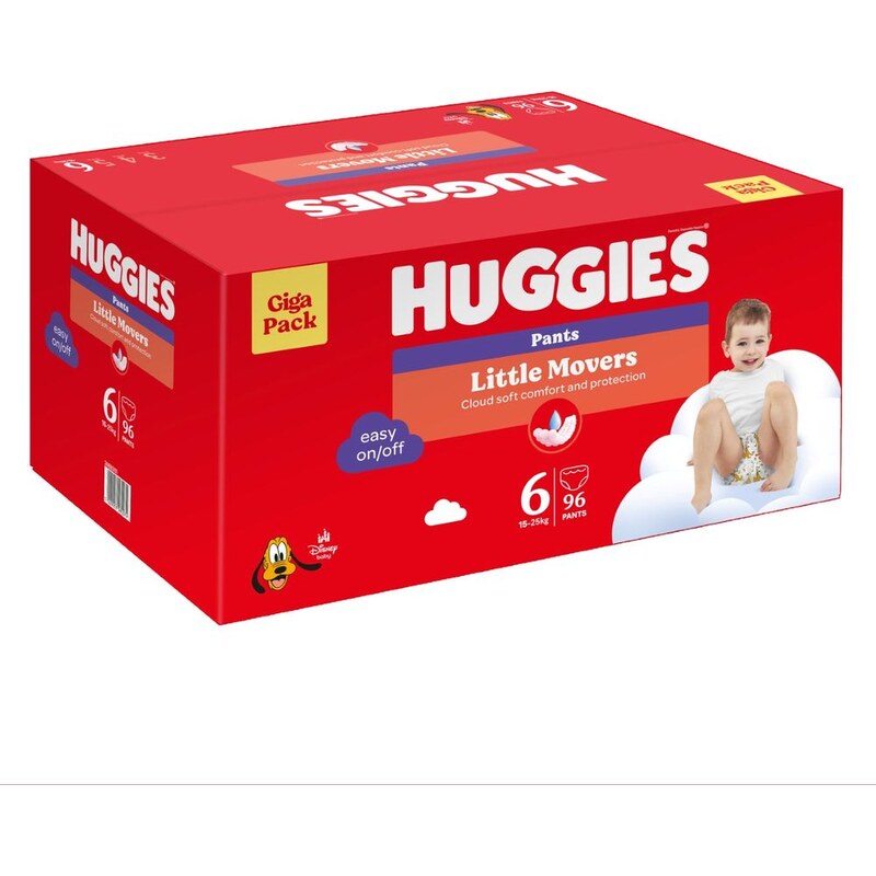 Huggies Little Movers Pants 6, 15-25 kg, 96ks