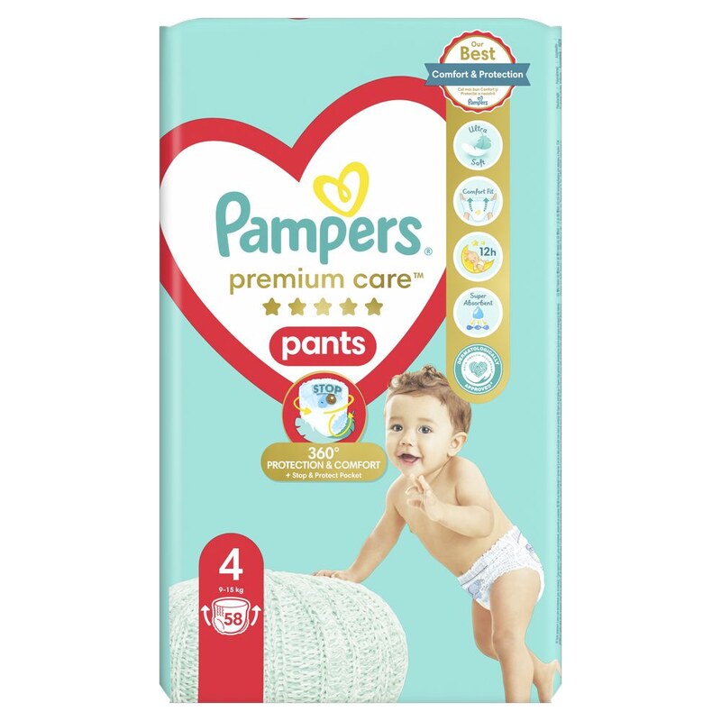 Pampers Premium care 4 Pants, 58ks, 9-15kg