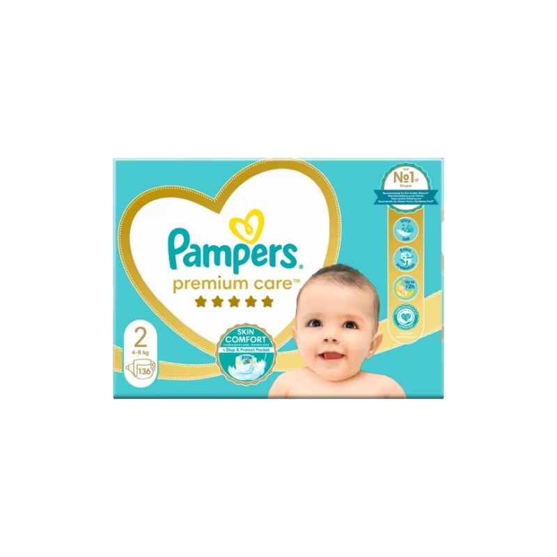 Pampers Premium care 2, 136ks, 4-8kg
