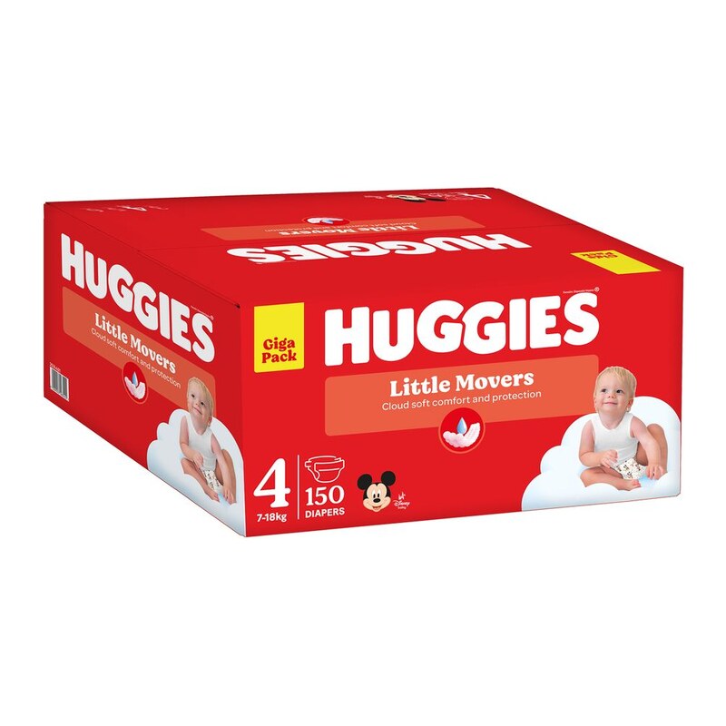Huggies Little Movers 4, 7-18 kg, 150ks