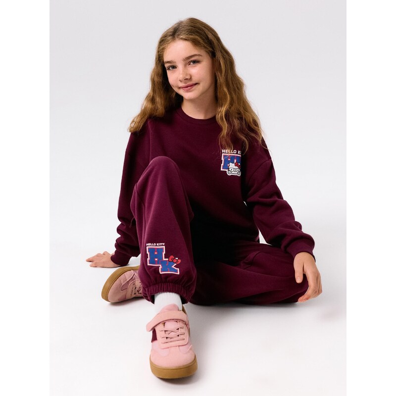 Sinsay - Tepláky jogger Hello Kitty - kaštanová