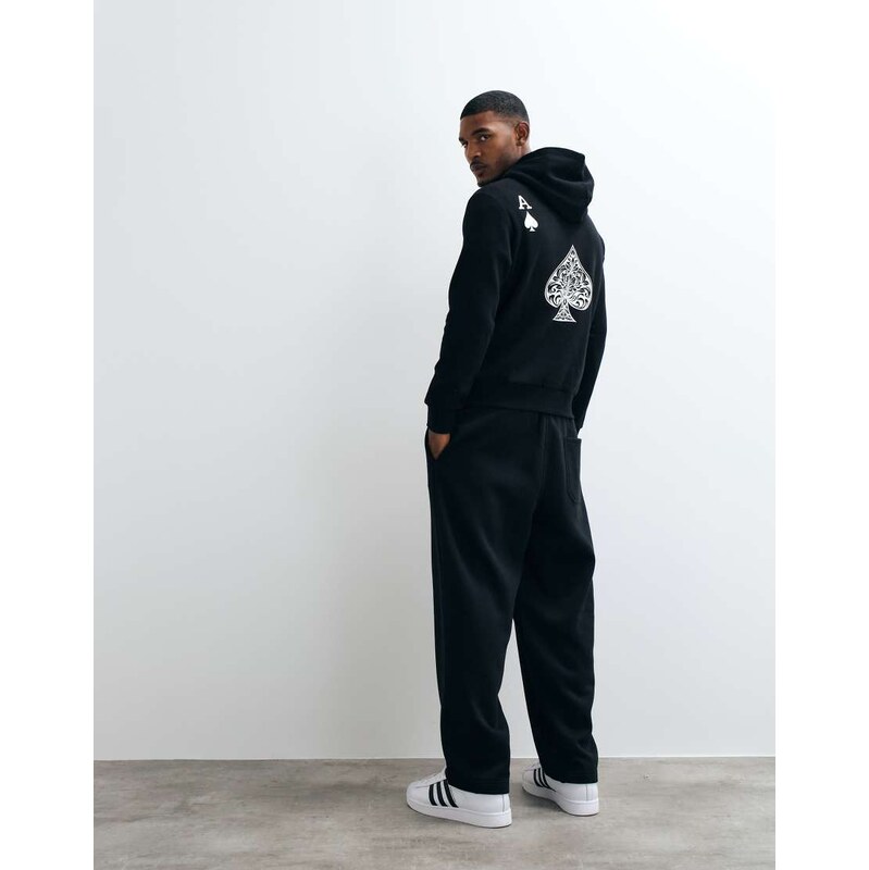 ADPT oversized hoodie with ace of spades in black