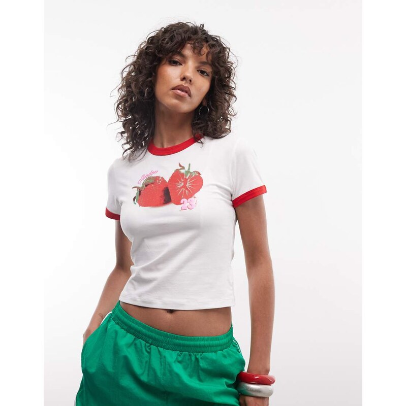 Jordan graphic baby tee in white and red