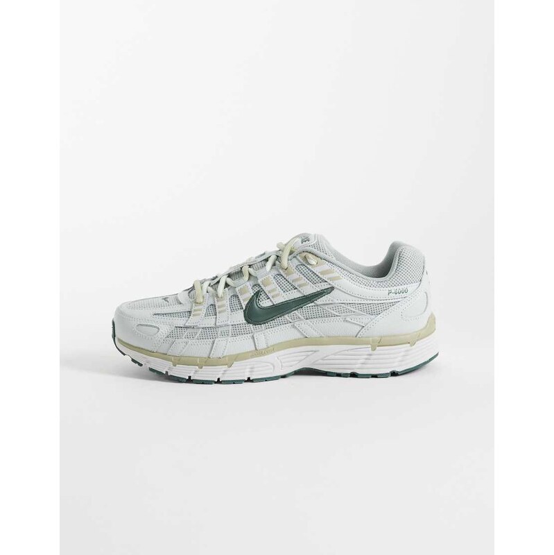 Nike P-6000 Premium trainers in light grey and green
