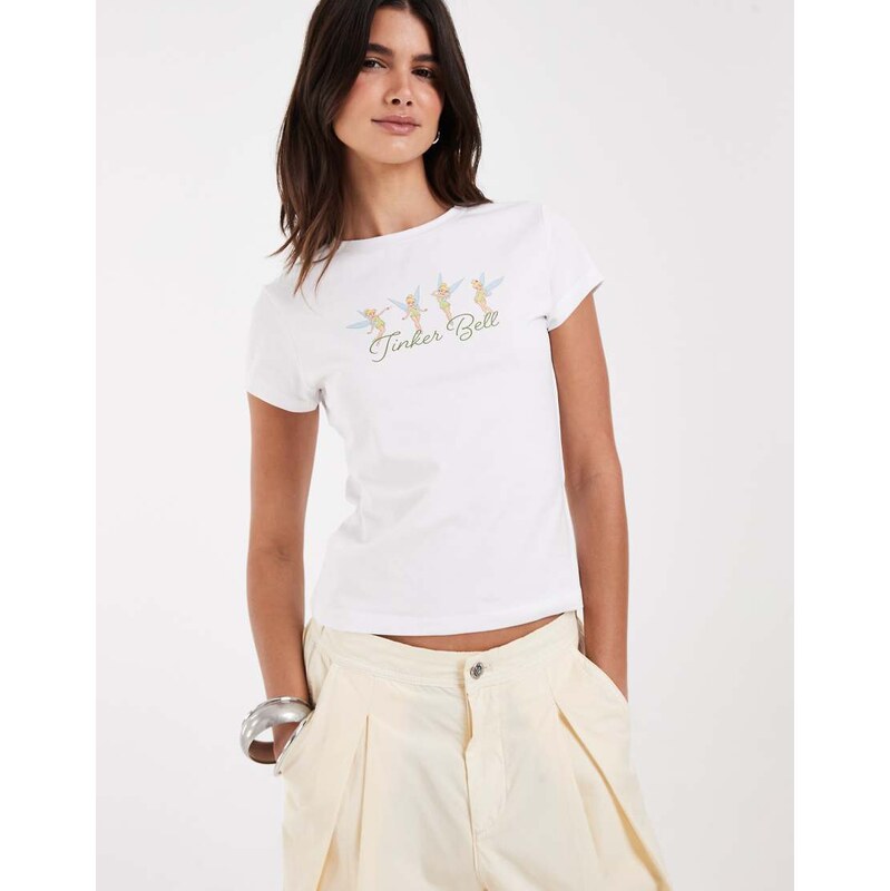 ASOS DESIGN Disney baby tee with Tinkerbell print in white