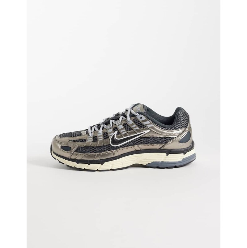 Nike P-6000 big lace trainers in metallic black