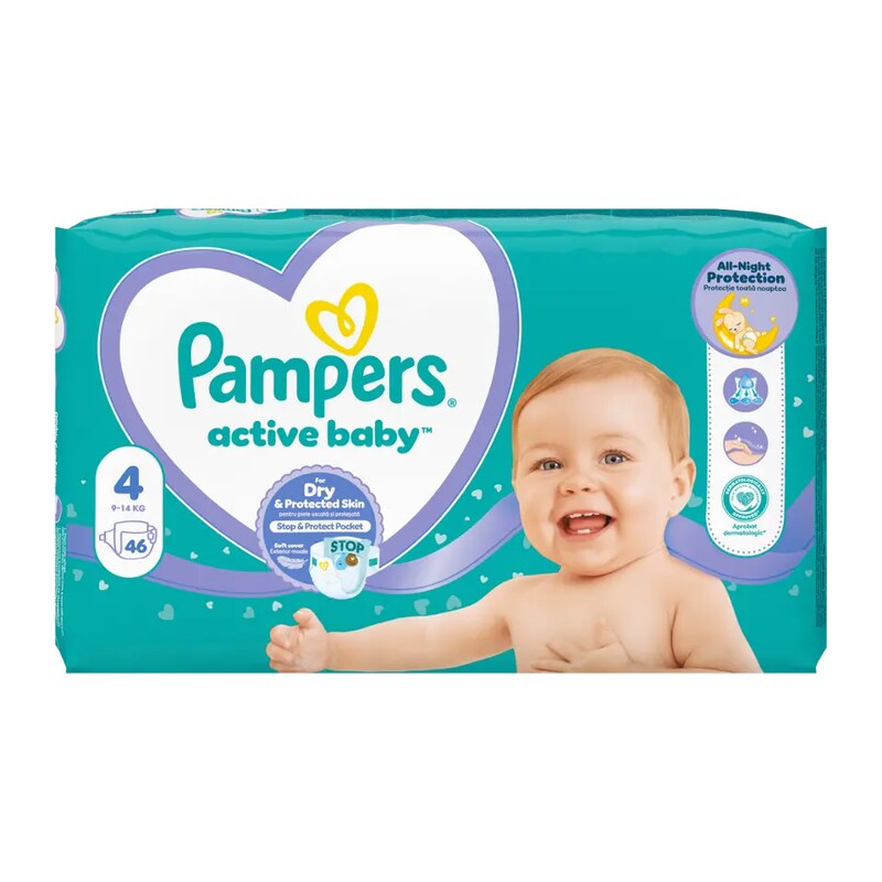 Pampers Pleny Active Baby, 9–14 kg, vel. 4 46 ks 46 ks