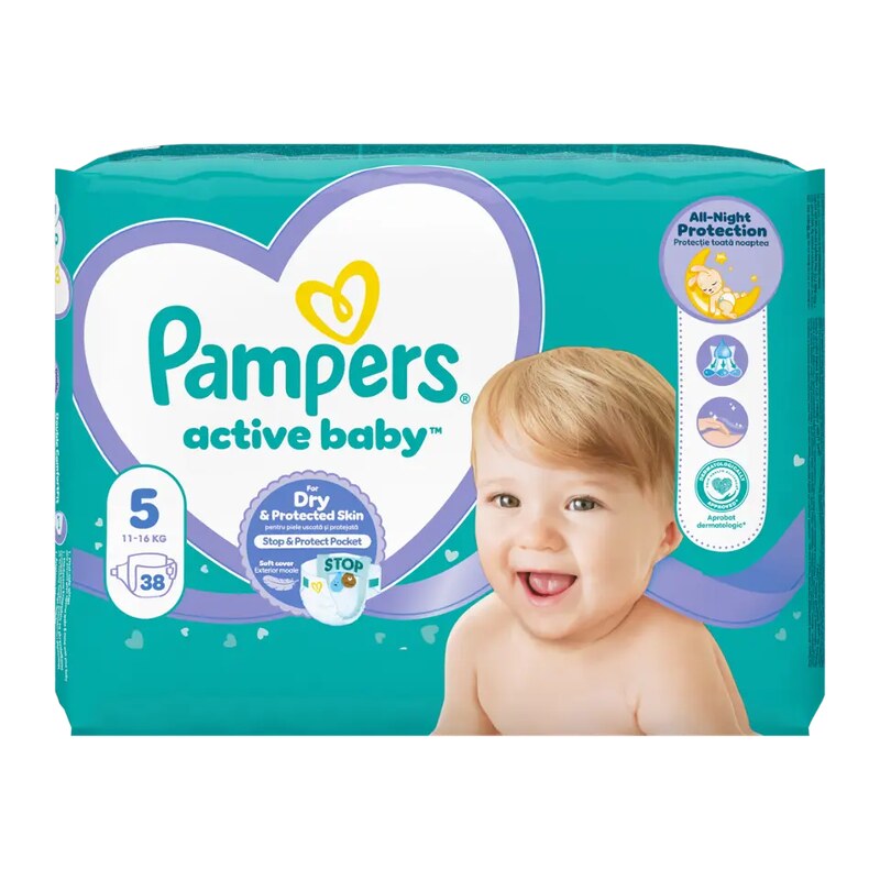 Pampers Pleny Active Baby, 11–16 kg, vel. 5 38 ks 38 ks