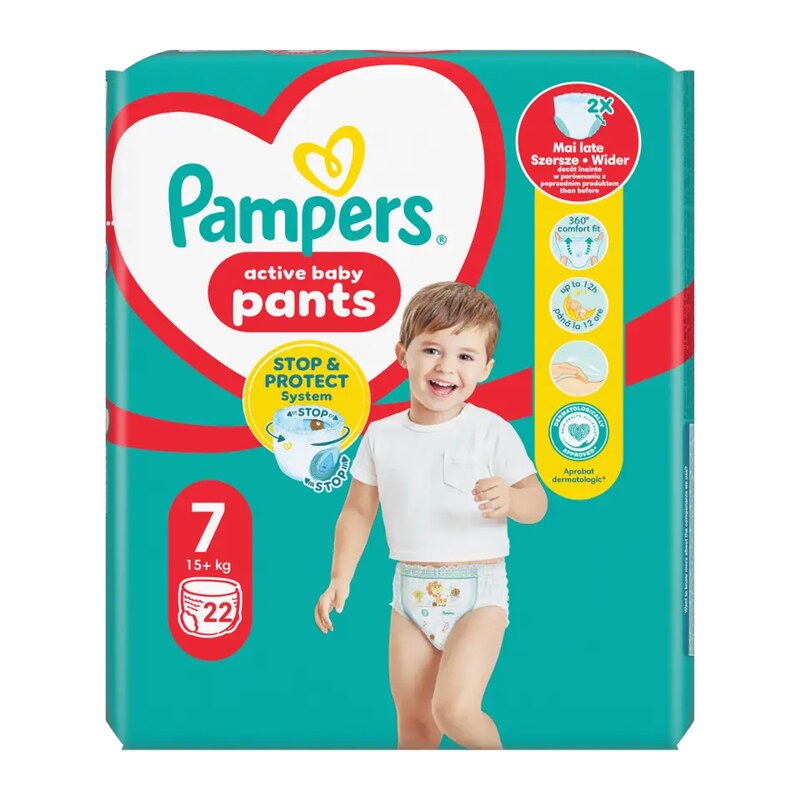 Pampers Plenkové kalhotky Active Baby, 15+ kg, vel. 7 22 ks 22