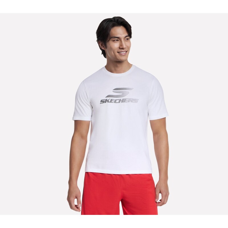 Skechers Muži Brand tričko v Bílý, Velikost Malý