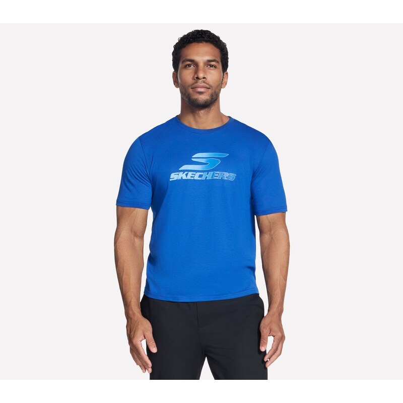 Skechers Muži Brand tričko v Modrý, Velikost Malý