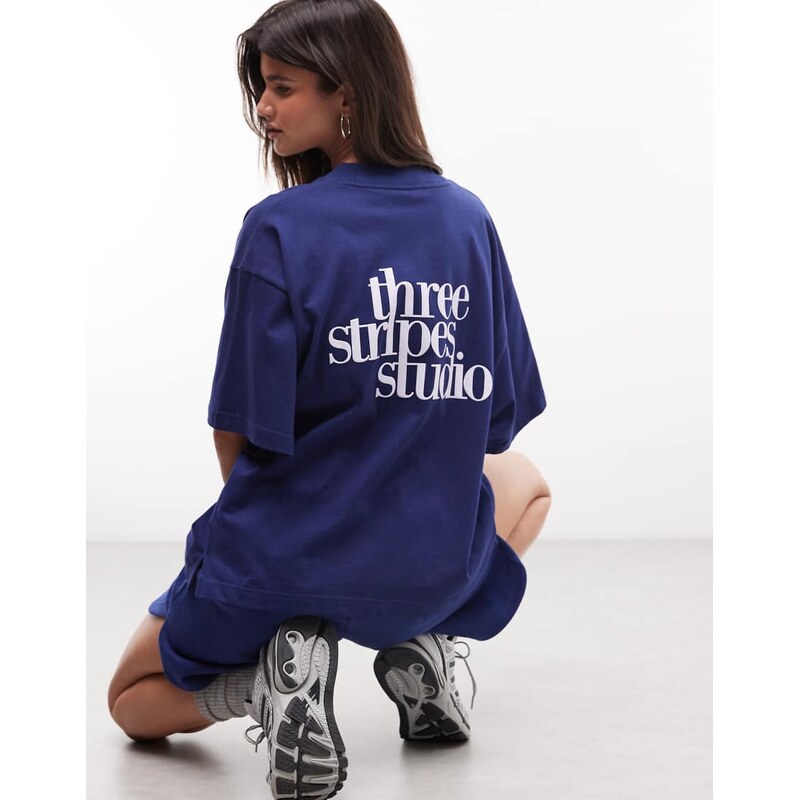 adidas Performance Three Stripes Studios t-shirt in navy