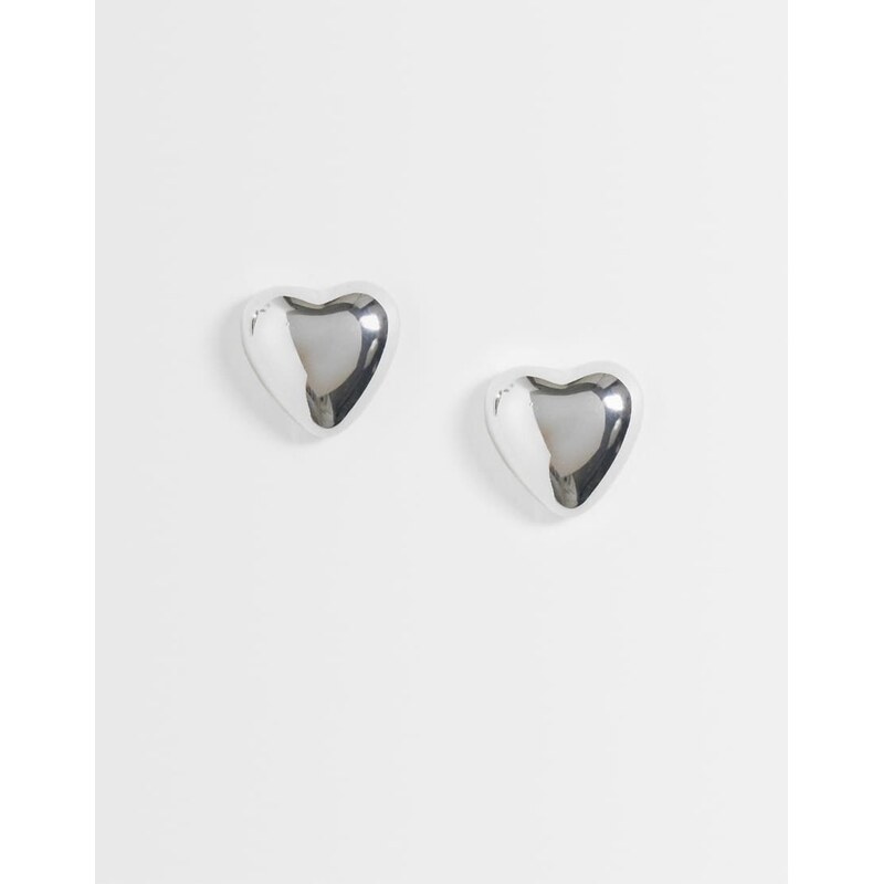 Kingsley Ryan domed heart stud in sterling silver plated brass