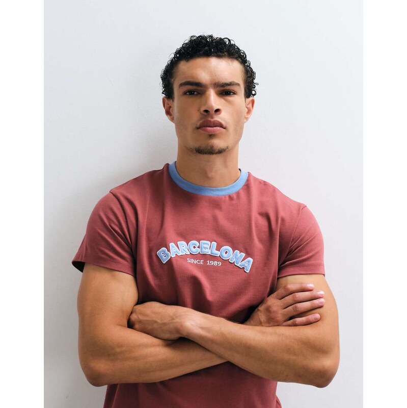 Reclaimed Vintage contrast ringer t-shirt with embroidered