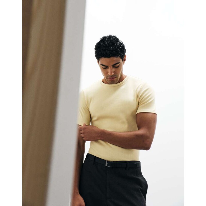 ASOS DESIGN muscle fit t-shirt in yellow rib
