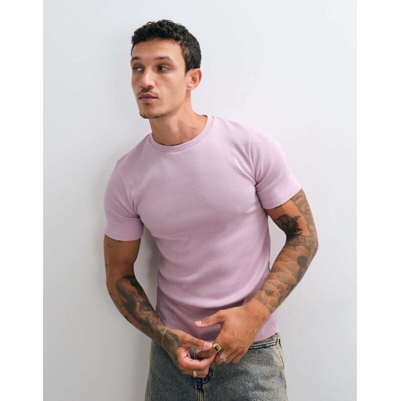 ASOS DESIGN muscle fit t-shirt in purple rib
