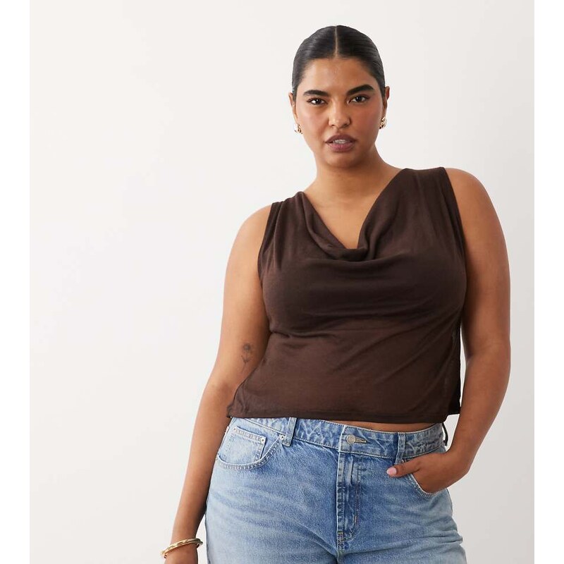ASOS Curve ASOS DESIGN Curve soft semi sheer cowl scarf neck