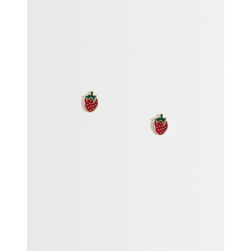 Kingsley Ryan strawberry stud in gold plated brass-Silver