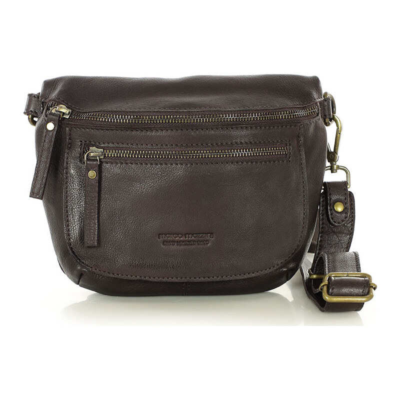 Dámská kožená crossbody kabelka Marco Mazzini tmavě hnědá