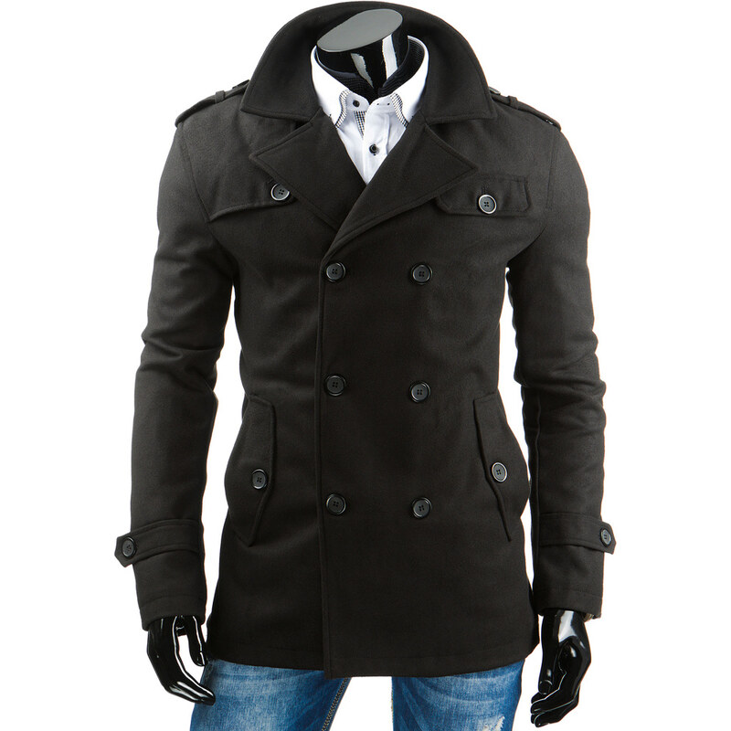 Pánský kabát dvouřadový černý