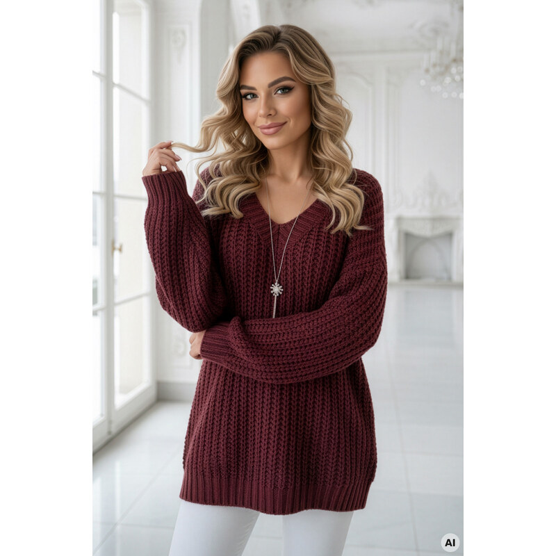 numoco basic 661-1 Teplý svetr oversize s fleecovou vazbou a