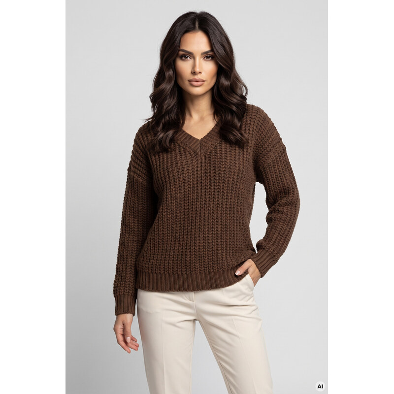 numoco basic 661-2 Teplý svetr oversize s fleecovou vazbou a