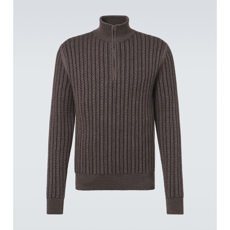Agnona Cashmere, wool, and silk half-zip sweater