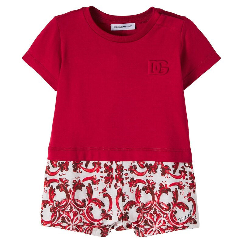 Dolce&Gabbana Kids Baby Majolica cotton playsuit