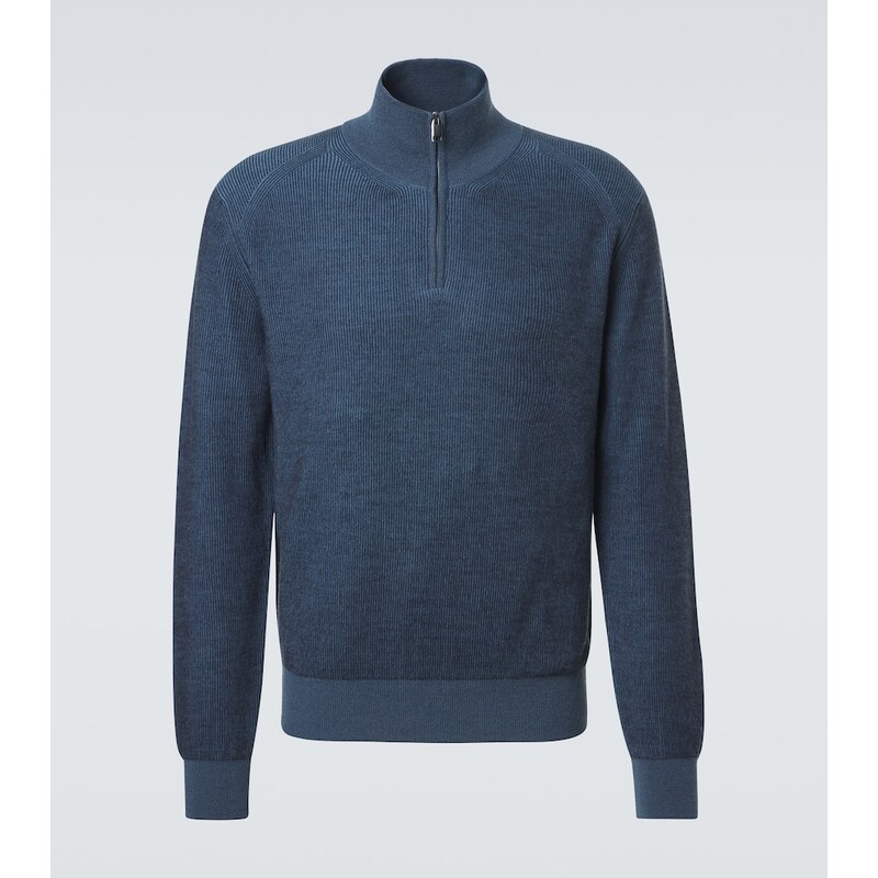 Brioni Cashmere and wool half-zip sweater
