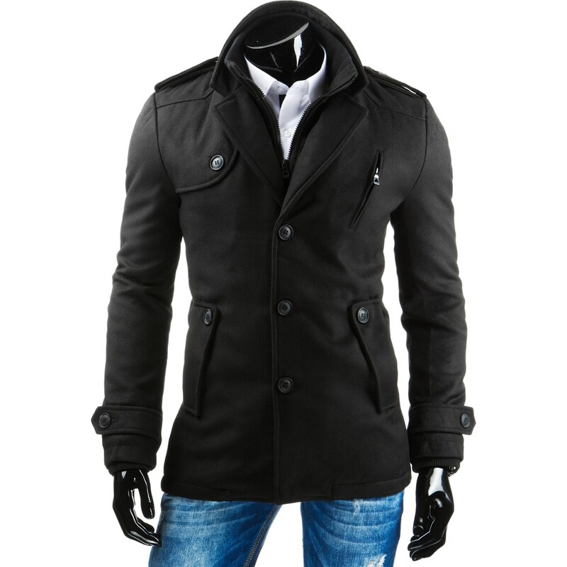 Pánský jednořadový kabát černý