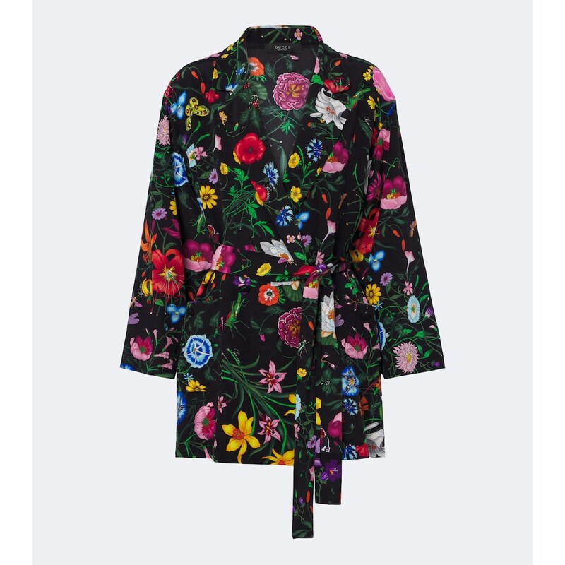 Gucci Gucci Flora belted silk crÃªpe de chine shirt