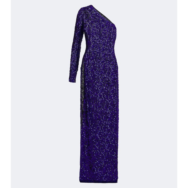 Gucci Sequined one-shoulder silk gown