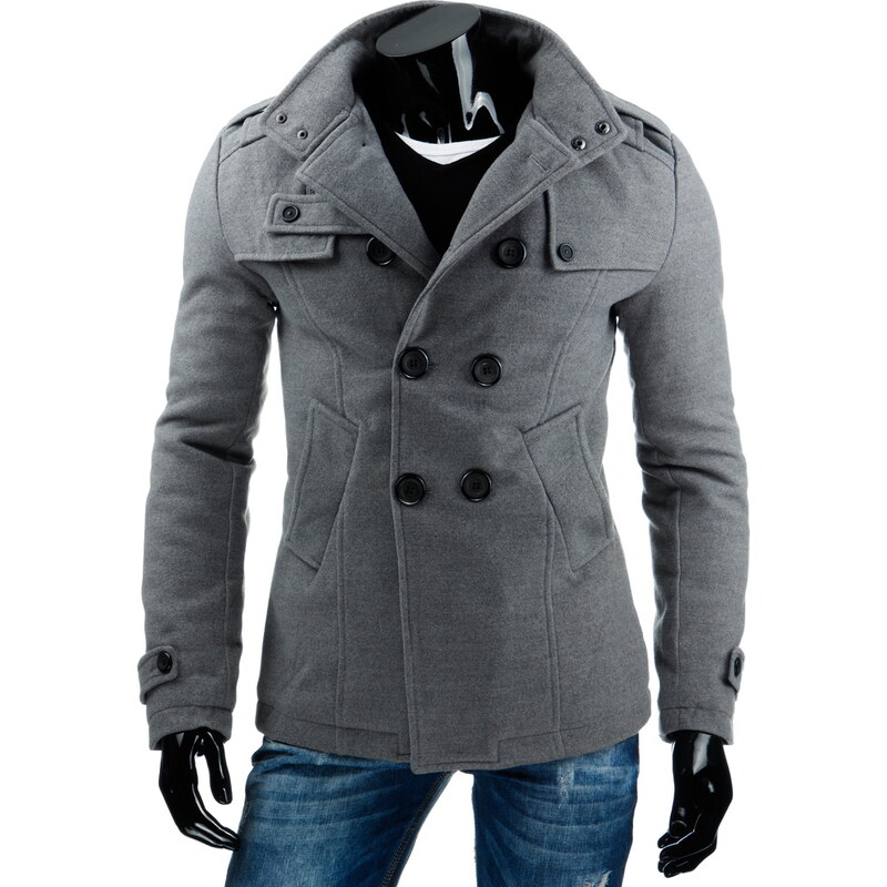 Pánský dvouřadový kabát šedý