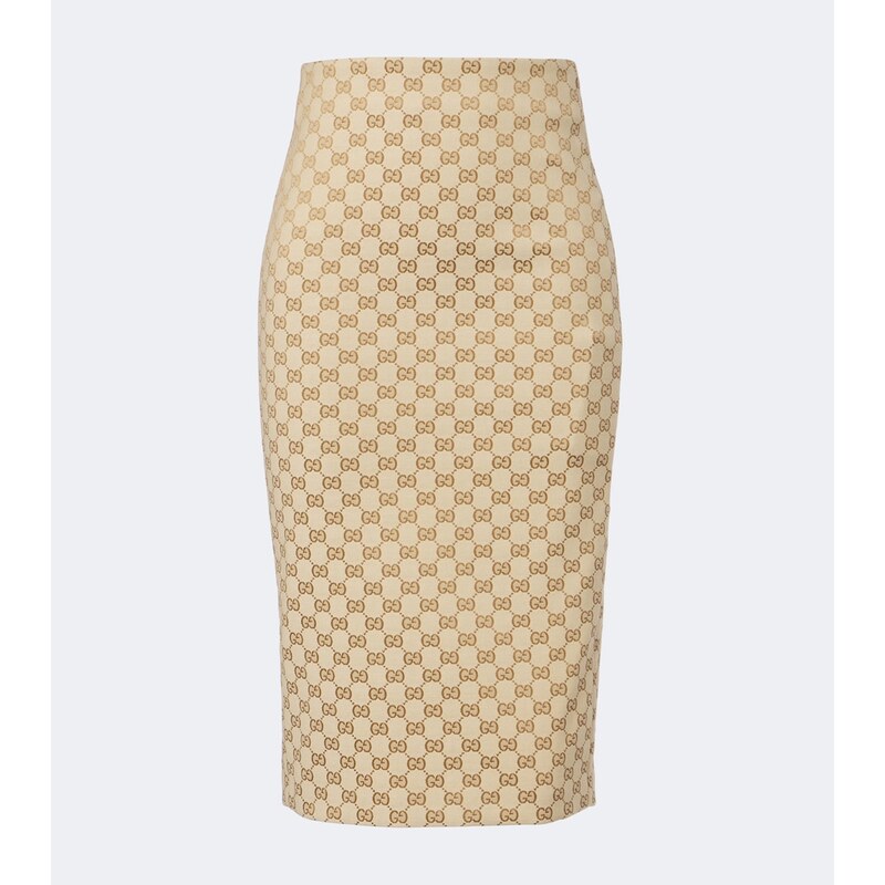 Gucci GG canvas cotton-blend pencil skirt
