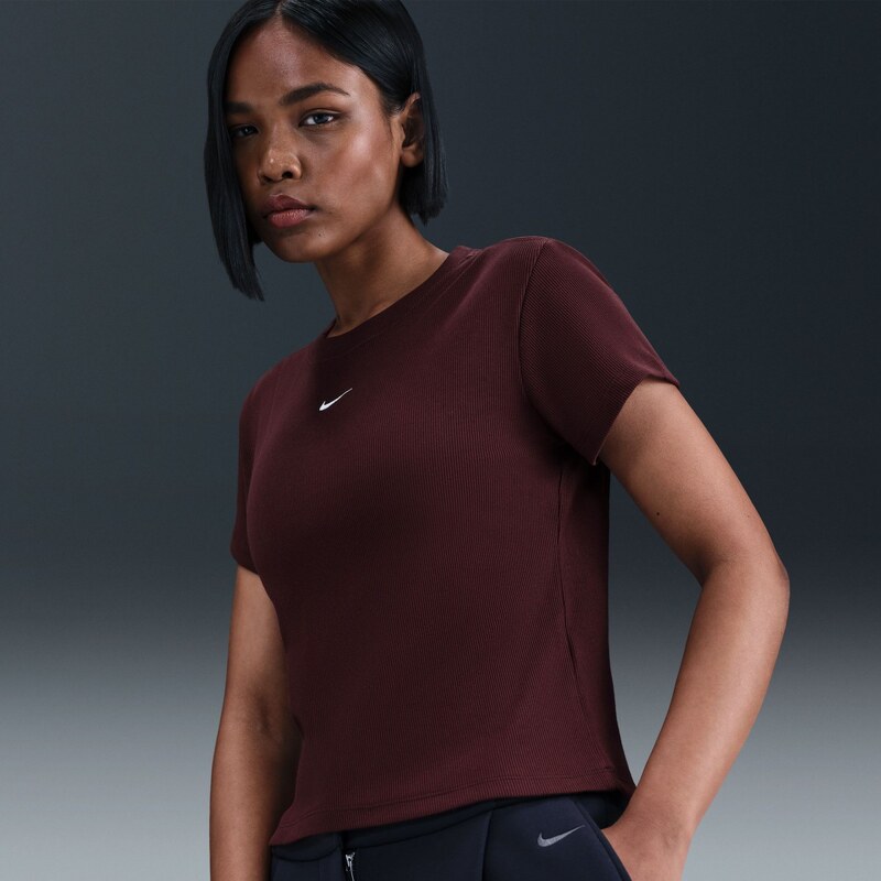 Nike Sportswear Womens Tight Ribbed Short-Sleeve T-Shirt