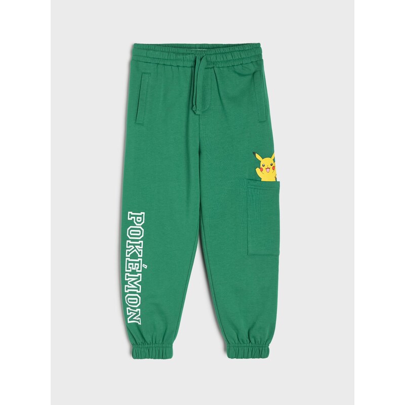 Sinsay - Oversize jogger tepláky Pokémon - zelená