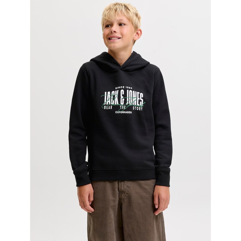 Jack & Jones Junior Mikina JJAERO zelená / černá / bílá