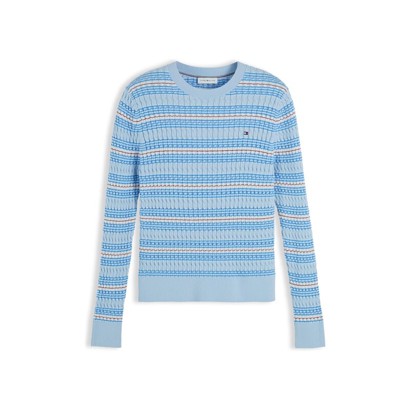 TOMMY HILFIGER Svetr azurová / světlemodrá / bordó / bílá
