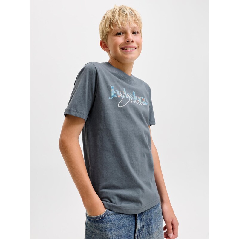 Jack & Jones Junior Tričko JJTOM světlemodrá / šedá / bílá