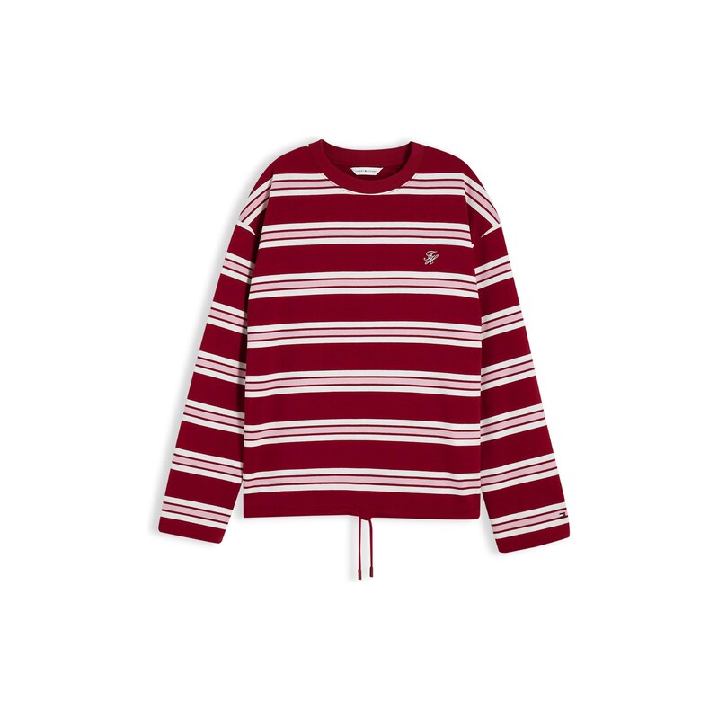 TOMMY HILFIGER Tričko pudrová / bordó / bílá