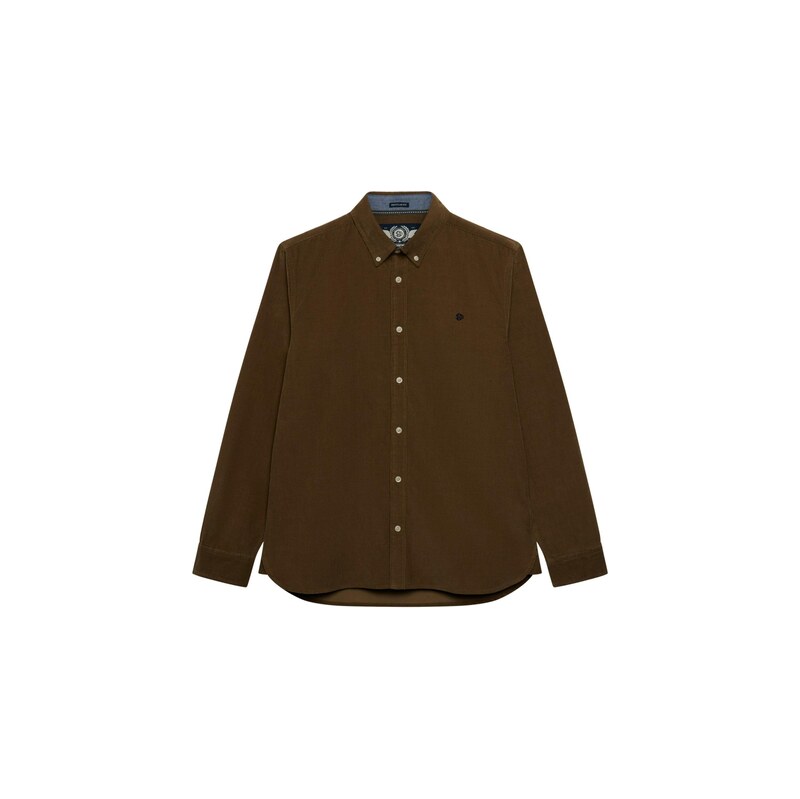 Superdry & Co Košile CLASSIC tmavě hnědá