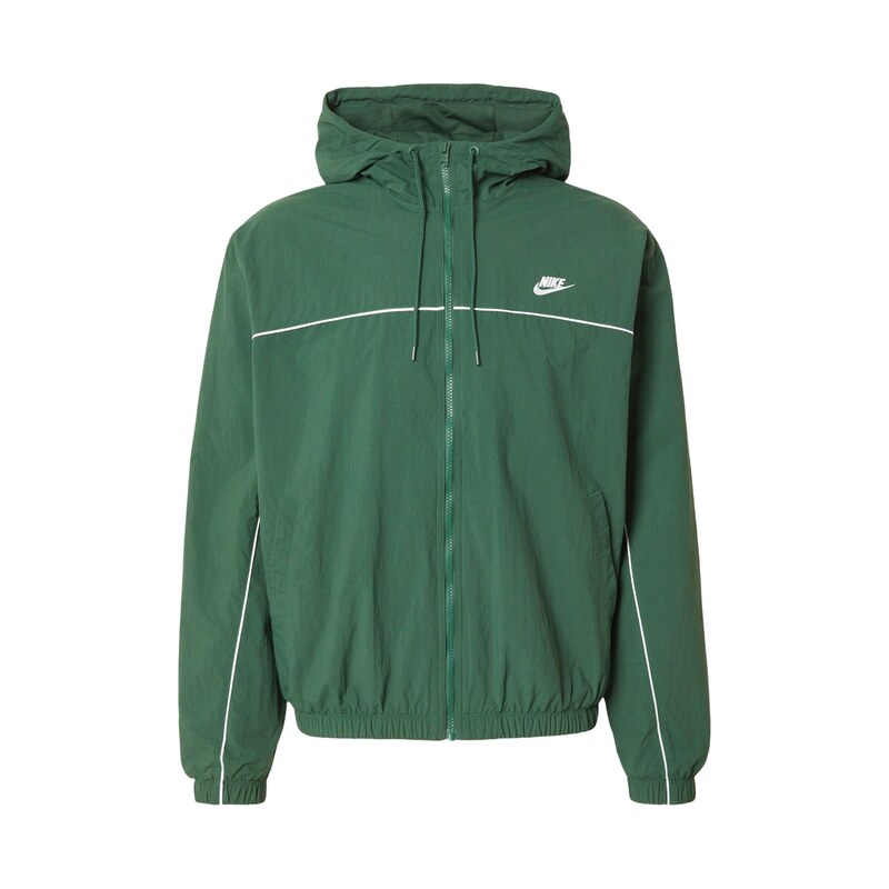 Nike Sportswear Přechodná bunda CLUB ATHLETE tmavě zelená / bílá